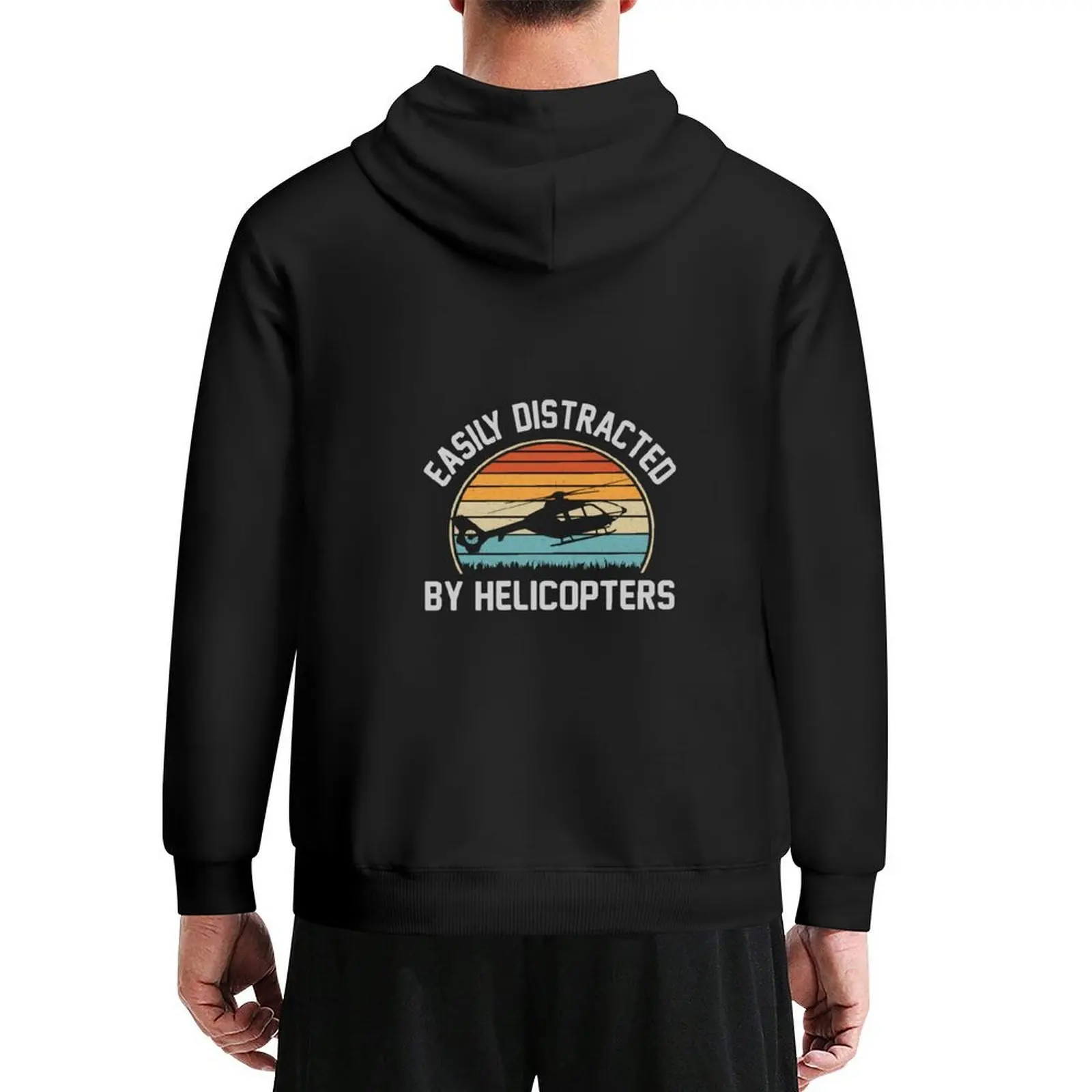 

Easily Distracted By Helicopters Funny Helicopter Pilot Gift Hoodie men wear men clothes pullover hoodies