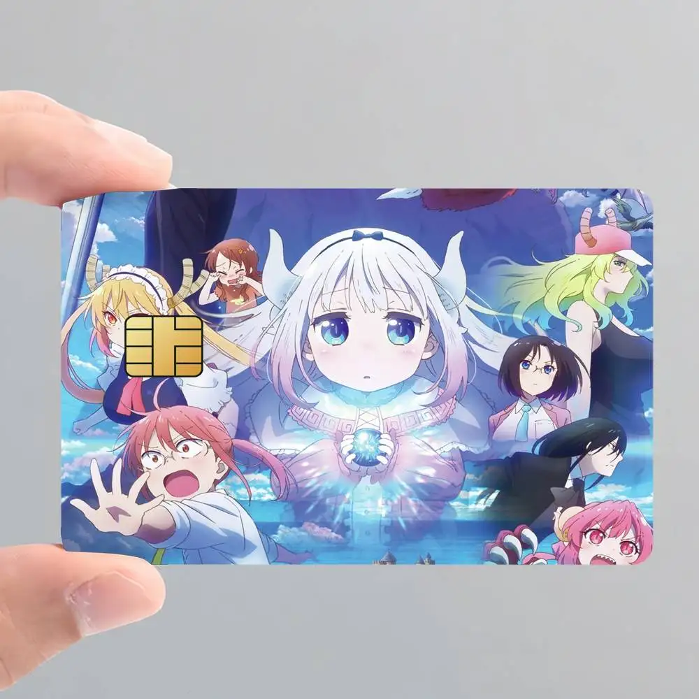 Anime Miss Kobayashi's Dragon Maid Card Stickers for Bank Access Protective Waterproof Film Cover Sticker Surprise Gift