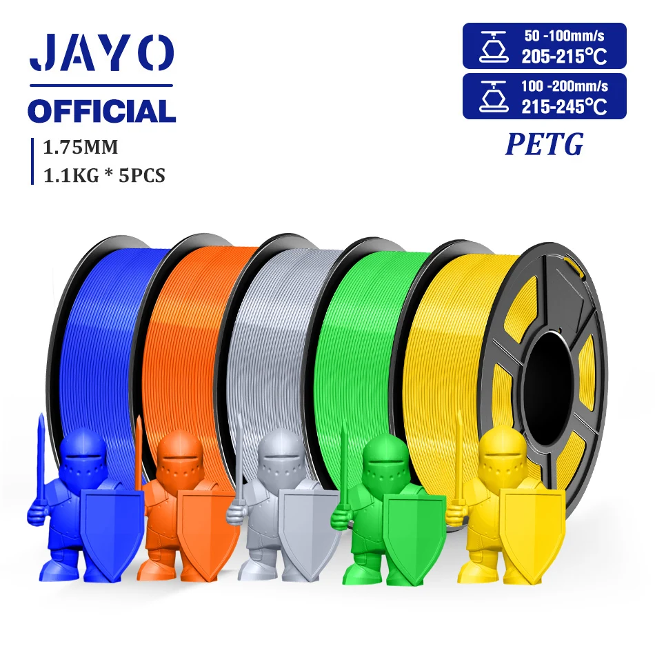 JAYO PETG Filamanet 1.75MM 5 Rolls/set 3D Printer Filament PETG Netjes Wond 3D Afdrukken Materiaal Voor FDM 3D Printer