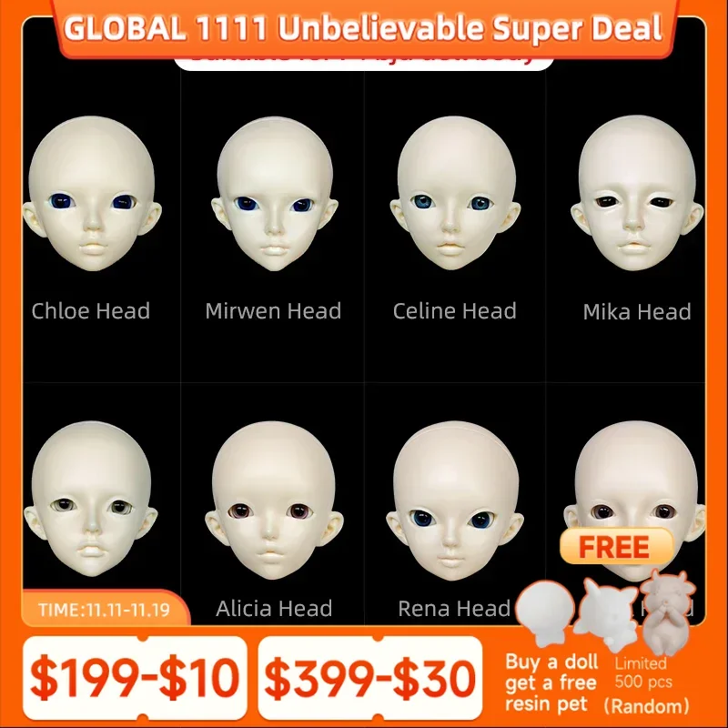 

Fairland Minifee Head Only Bjd Doll Head Face Up можно выбрать Resin MSD Kit BB Fairyland Игрушка в подарок для luodoll Use