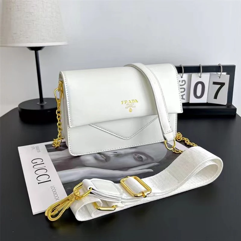 New Fashion Women's Small Square Bag Trendy Letter Embroidery LOGO Light Luxury High-end Texture PU Shoulder Crossbody Bag