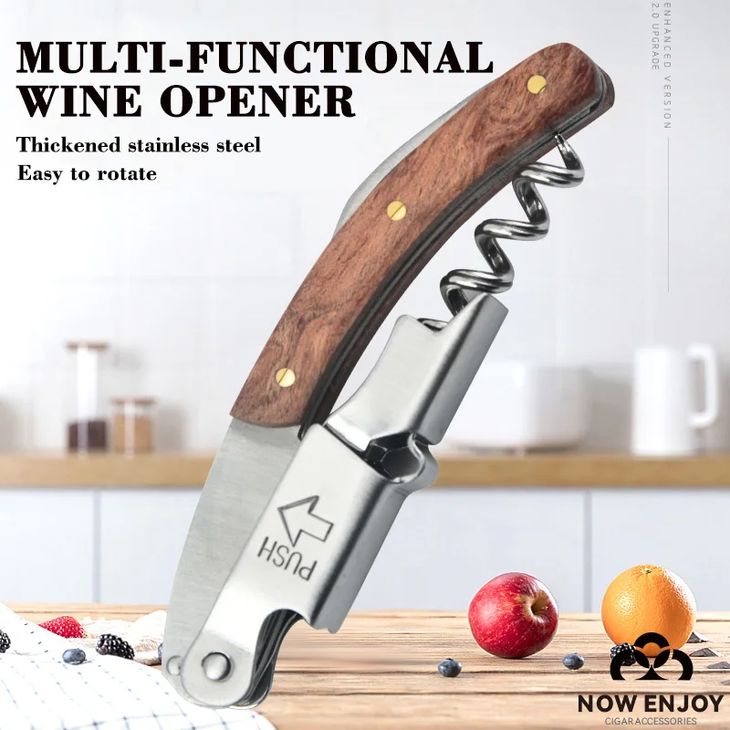 Stainless Steel Wine Opener, Professional Waiters Corkscrew, Leather Case,Beer Bottle Opener And Foil Cutter Gift For Wine Lover