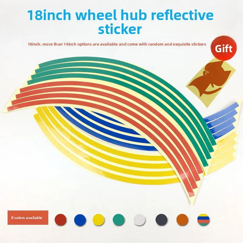 

18" Motorcycle Wheel Tire Reflective Sticker Waterproof Rim Stripe Tape Decals Car Moto Styling for most models of motorcycles