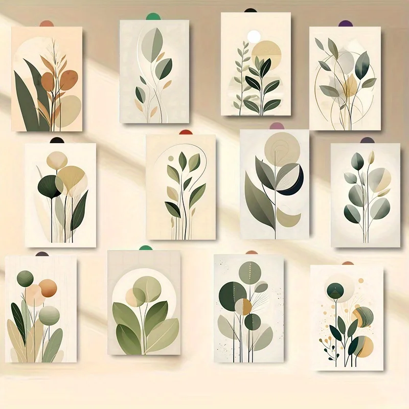 20PCS Green Plant Art Postcards, Fresh and Healing Postcard Set, Christmas Decoration Classic Room Decoration