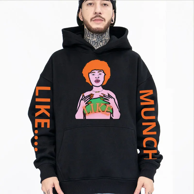 

Rapper Ice Spice Certified Munch Print Hoodie Spring New Fashion Hip Hop Harajuku Sweatshirts Hoodies Men Black Fleece Pullover