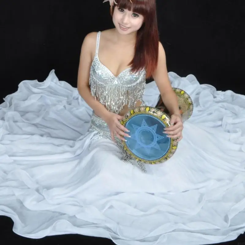 Jupe professionnelle danse du ventre B95F, tissu en mousseline à Triple couche, ourlet évasé, tenues spectacles en