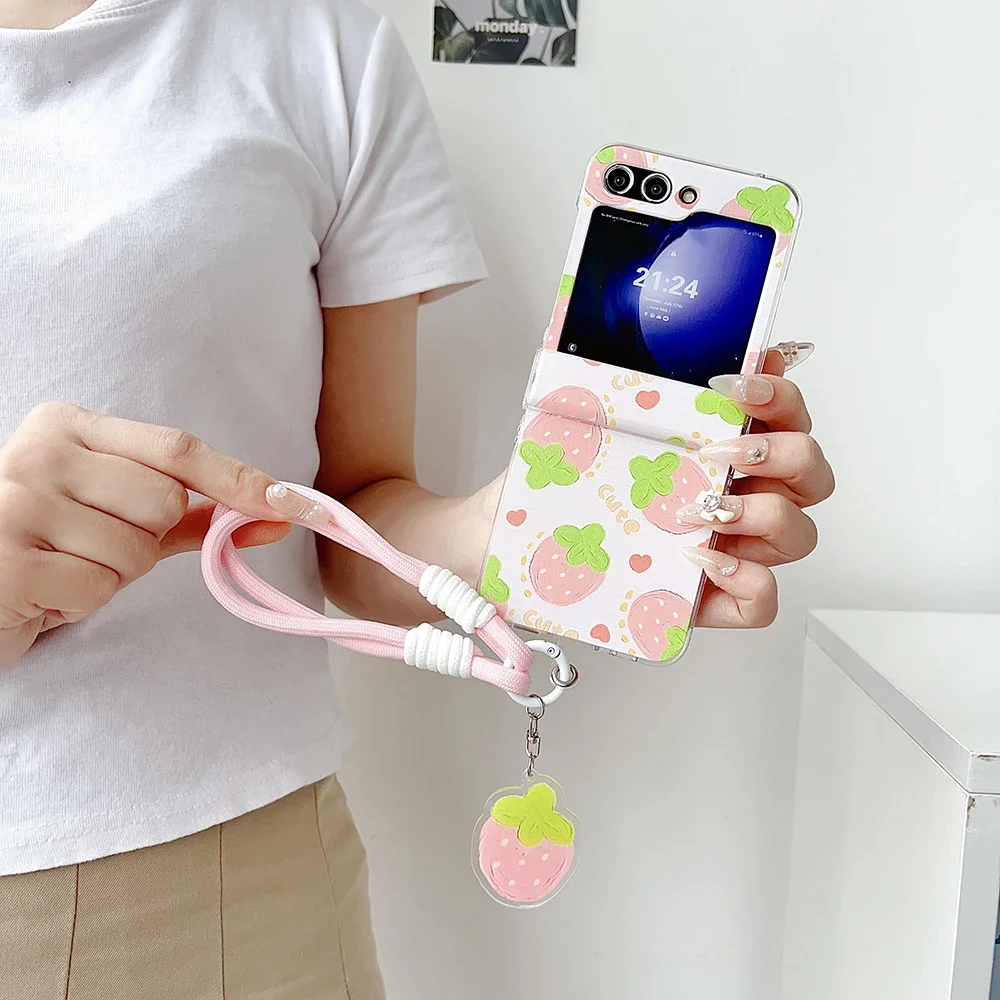 Cute Strawberry Lemon for with Widgets Magsafe Magnetic Bracket Phone Case for Samsung Galaxy S23 S24 Plus Ultra 5G Back Cover