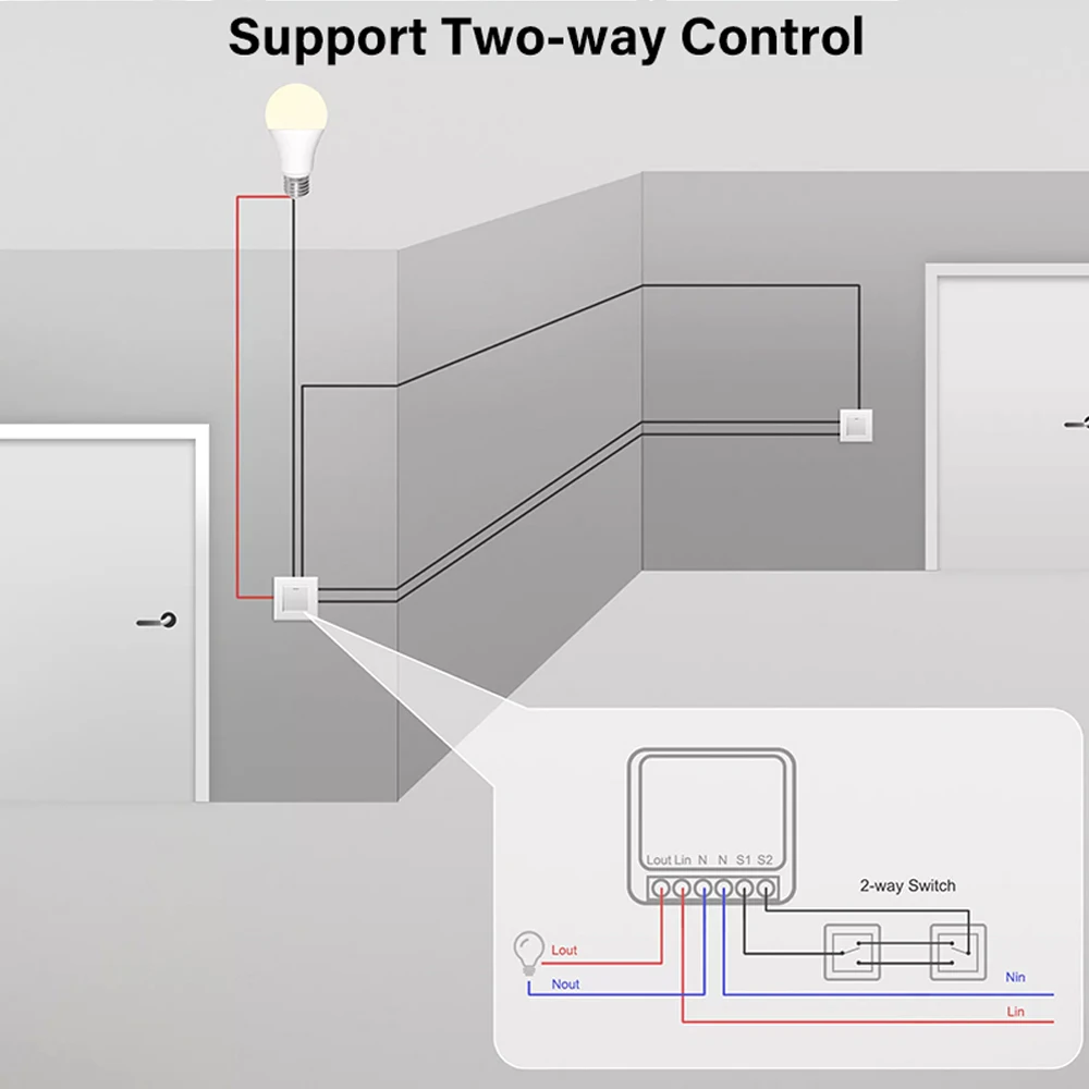 Tuya mini interruptor inteligente luzes domésticas diy controle de 2 vias cronometragem 16a funciona com yandex alice, alexa, google assistente smartlife app