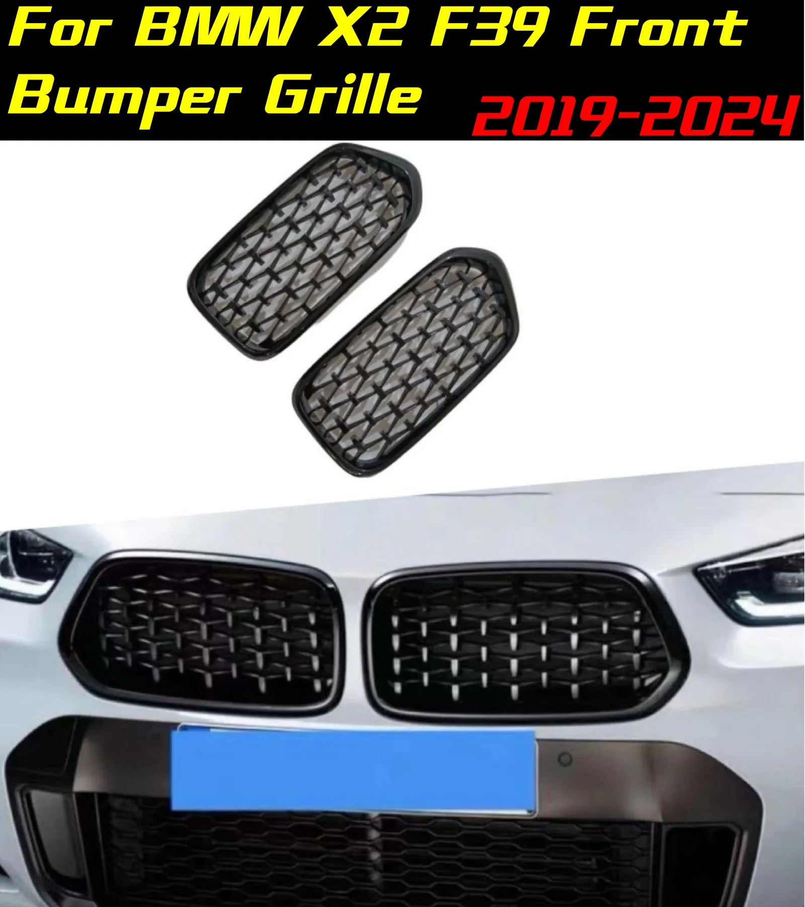 

Решетка переднего бампера для BMW X2 F39 2019-2024, передняя решетка, автоматическая гоночная решетка, комплекты кузова, внешняя модификация, спортивный комплект