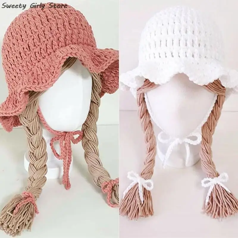 Chapéus de balde para crianças, boné de lã tricotado para princesas meninas, lindo chapéu de sol para crianças, lindo Fedora Panamá 52cm, outono e primavera