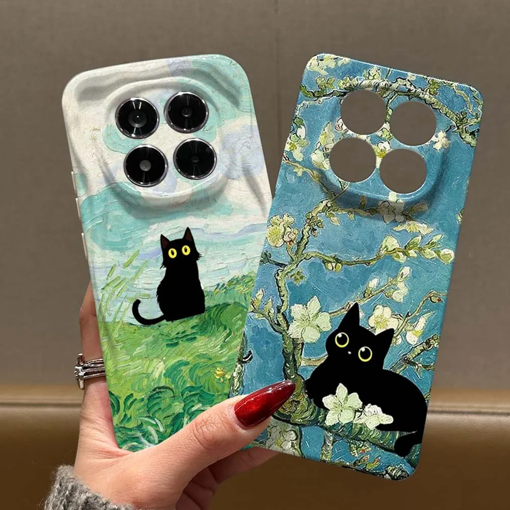 

Cartoon Anime Black Cat Cover For Redmi 9i 10 10C 14C 13C 9A 11A 12C A1 A2 A3 A4 K30 K70 Pro Ultra 5G Feilin Wave Oil Shell