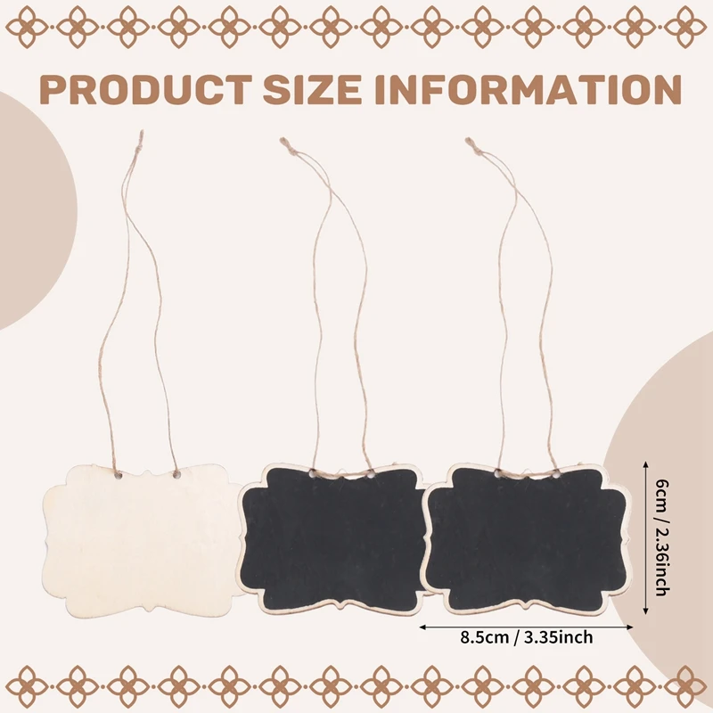 NEW-36Pcs Mini Chalkboards Signs, Hanging Wooden Chalkboard Tags, Double-Sided Message Board With Hanging String