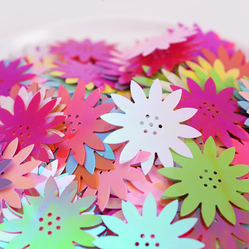 

500g Wholesale 35mm Colorful Sunflower Shape Sequin Flowers Sequin Paillettes Sewing for Clothing DIY Decorative Accessory