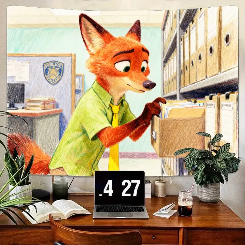 

1 шт. Zootopia Nick Wilde красочный мультяшный гобелен современный полиэстер настенное искусство гостиная спальня Декор подарок для аниматоров