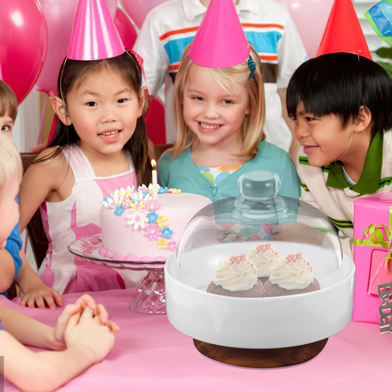 

Glass Dome Round Cake Plate Clear Ceramic Dessert Tray Covered Cake Stand Plate Dome Lid Food Snack Cover Food Snack