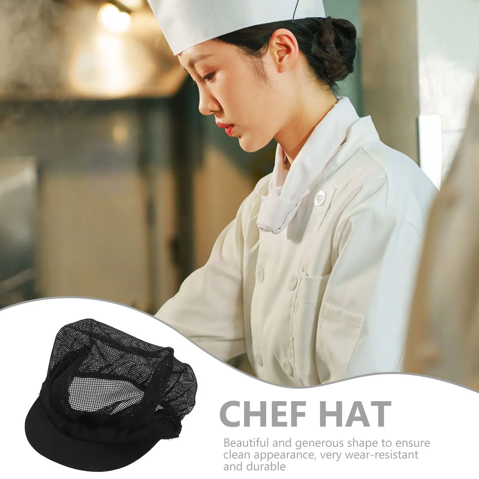 Chef Hat Adjustable Elastic Breathable Mesh Work Cap Beanie Chef Hat Hair Nets Food Service Caps for Kitchen Working Unisex