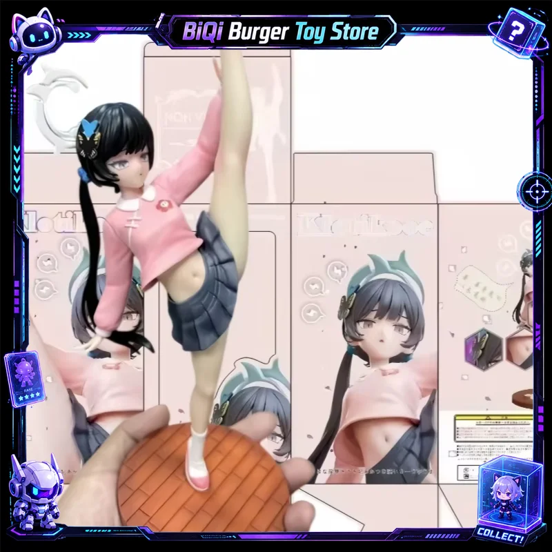 En stock Figurine Himari Blue Archive en PVC avec effet Data Stream, uniforme scolaire bleu, pose sexy qui fait monter la jambe, jouet de collection, cadeau d'anniversaire