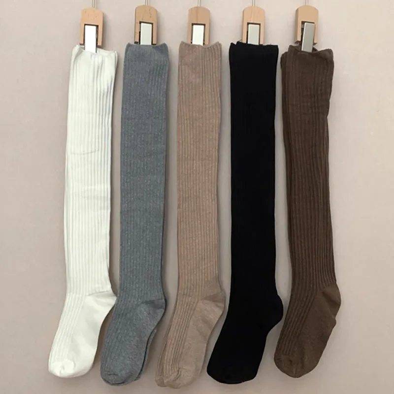 Women Long Socks Cashmere Female Boot Solid Wool Thigh Stocking Skinny Casual Cotton Over Knee-High Fluffy Female Long Knee Sock