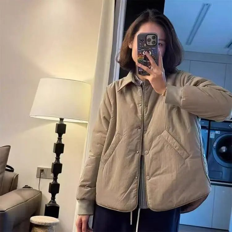 

Модная свободная хлопковая куртка с отложным воротником, короткая верхняя одежда, осенняя новинка, женская одежда премиум-качества из хлопка