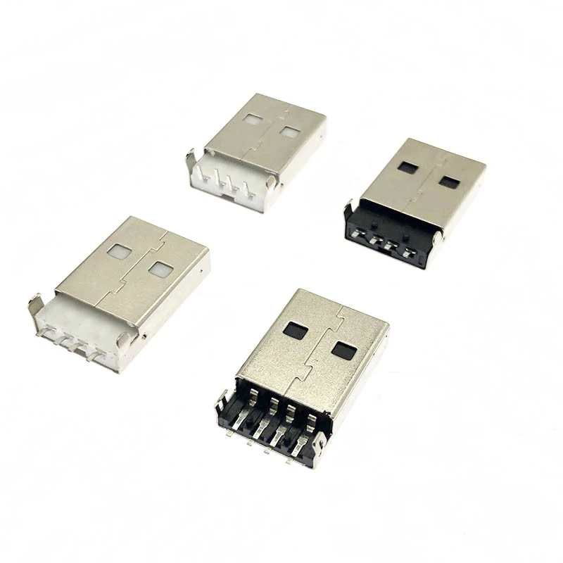 Conector USB 2,0 macho tipo A PCB, 10 piezas, 90 grados, 4 pines, AM 3,0