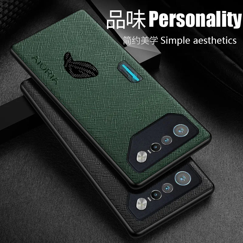 Funda de cuero para Asus Rog Phone 7, cubierta de patrón cruzado, carcasa de lujo para Rog Phone 7