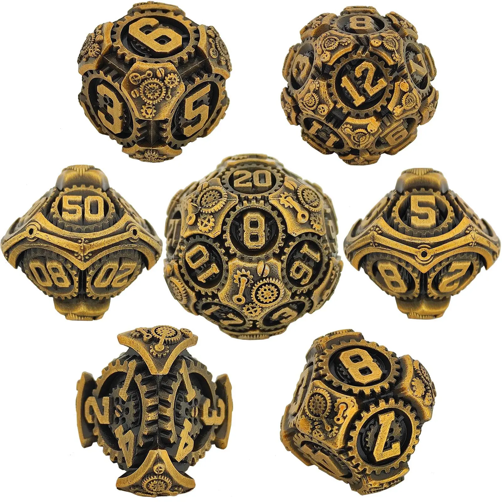 DND Metal Dice Set D&D, Dungeon and Dragon 7 Piece Polyhedral Role Playing RPG D and D Dice D20 D12 D10 D8 D6 D4