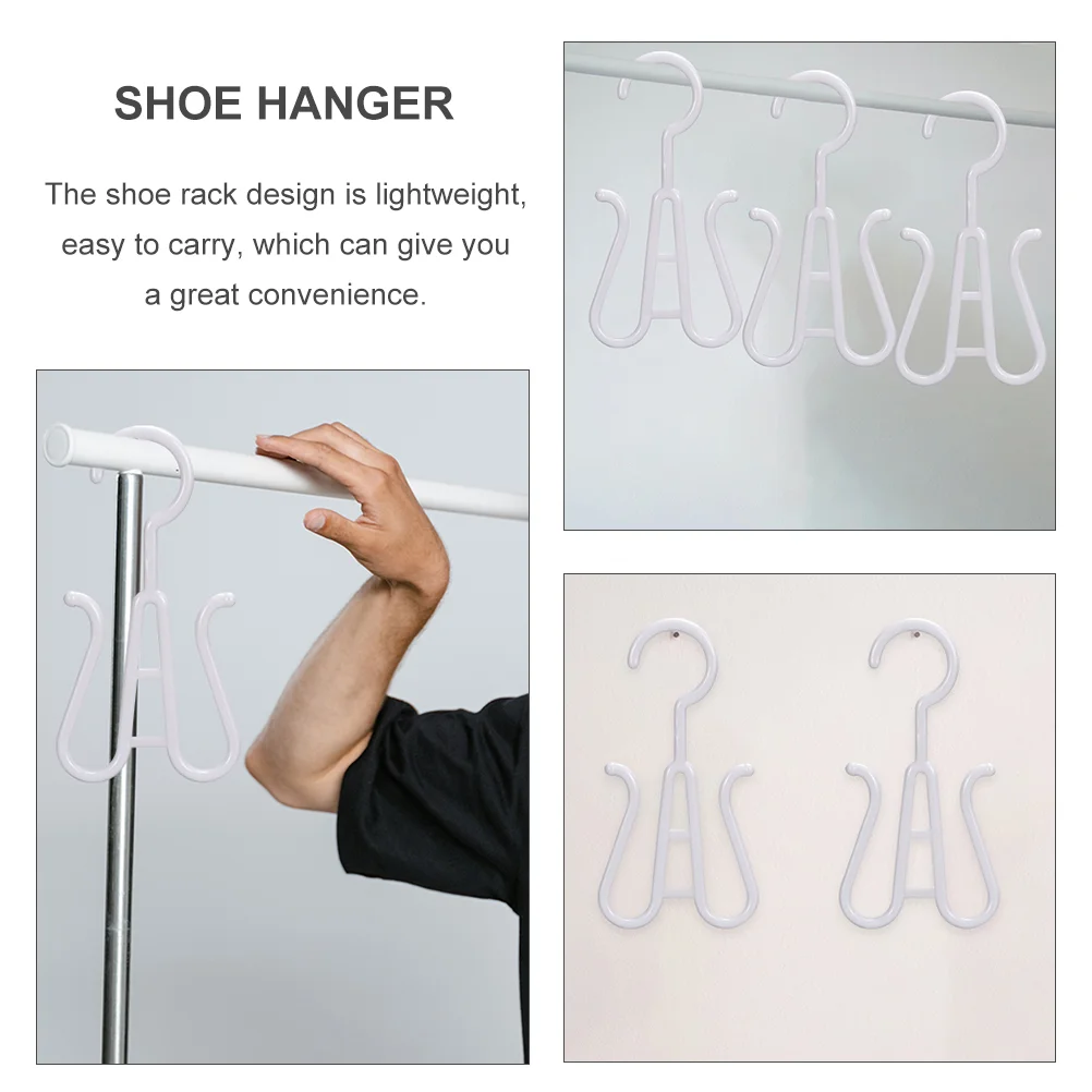 10 Pcs Shoe Rack Hangers Drying Hook Hanging up Shoes Racks Shelf Plastic Bike Holder Double-hook Slippers Organizer