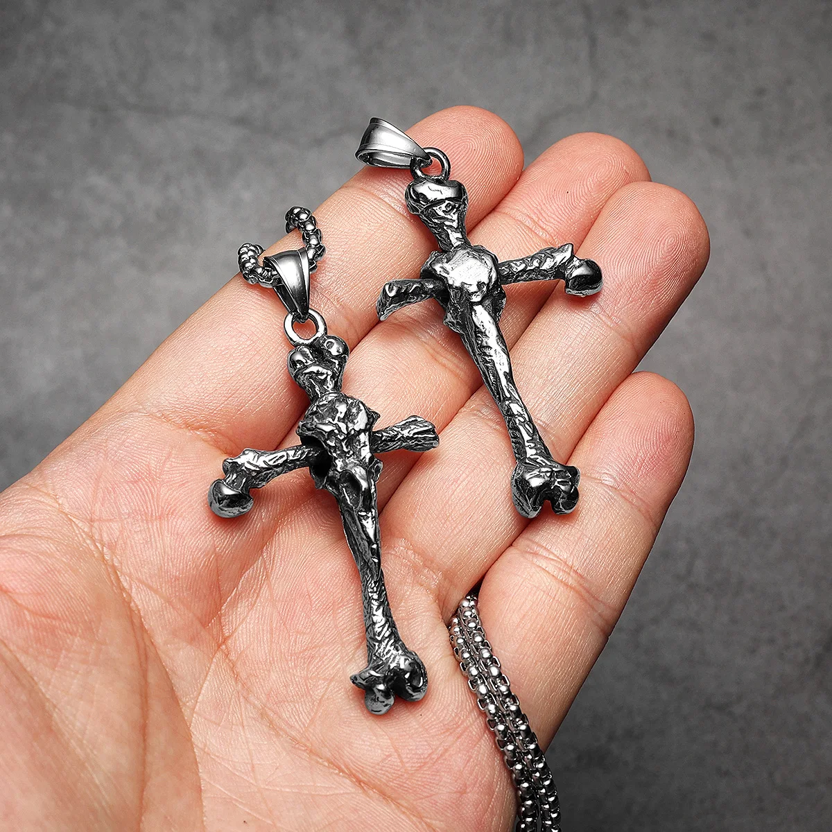 Viking Crow Bone Cross Men Necklaces Stainless Steel Amulets Pendant Chain Women Fashion Jewelry Punk Accessories Gift Wholesale