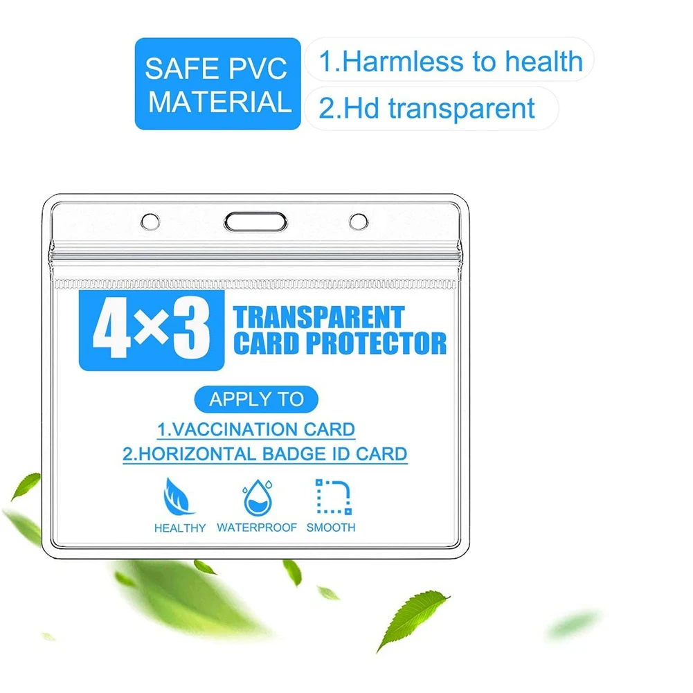 Leading-30 Pack CDC Card Protector, 4 X 3Inch Immunization Record Vaccine, Plastic Clear ID Card Holder Name Tags Badge