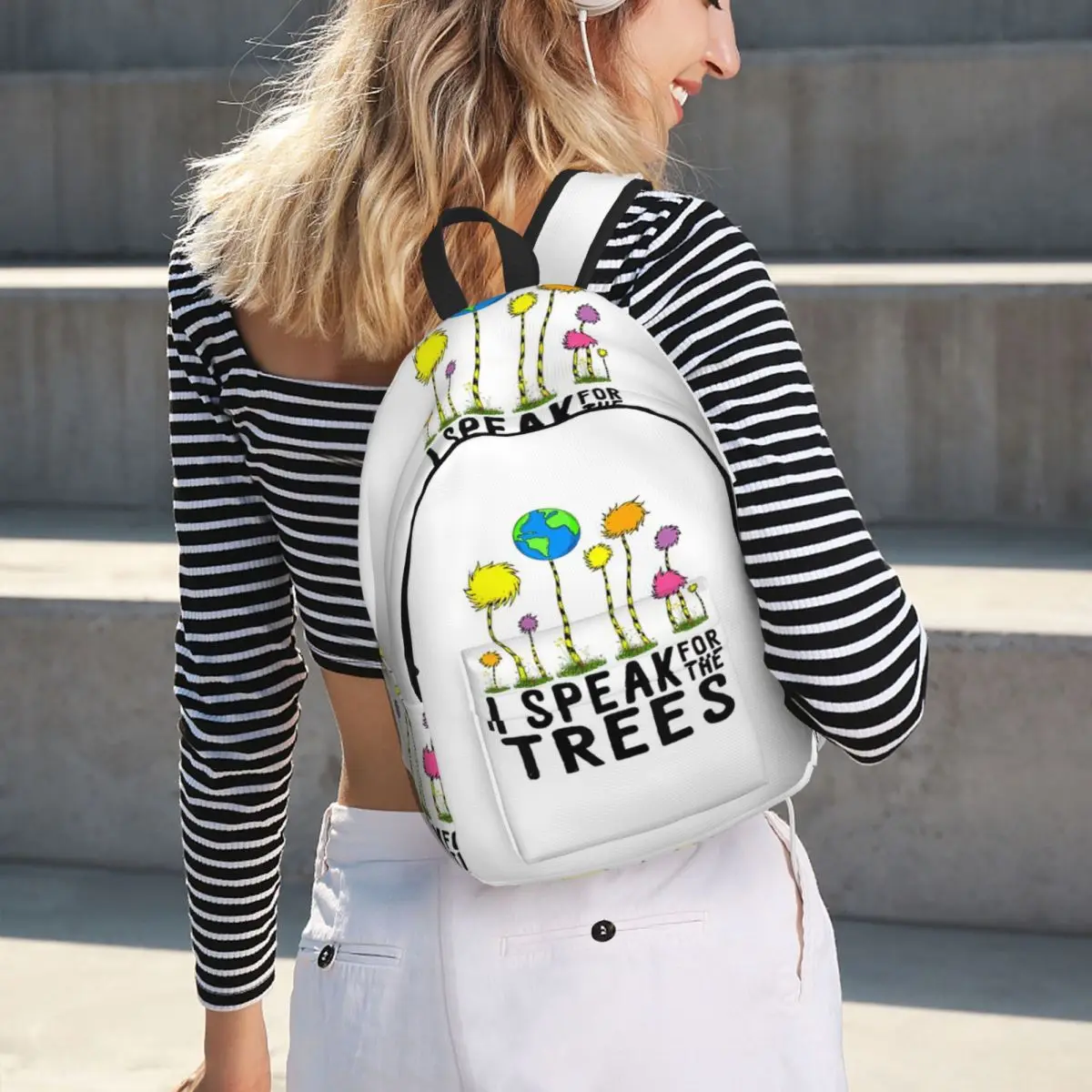 I Speak For Trees Earth Day Save Earth Inspiration Hippie Backpack BookBag Kids School Bag Computer Shoulder Bags for Boys Girls