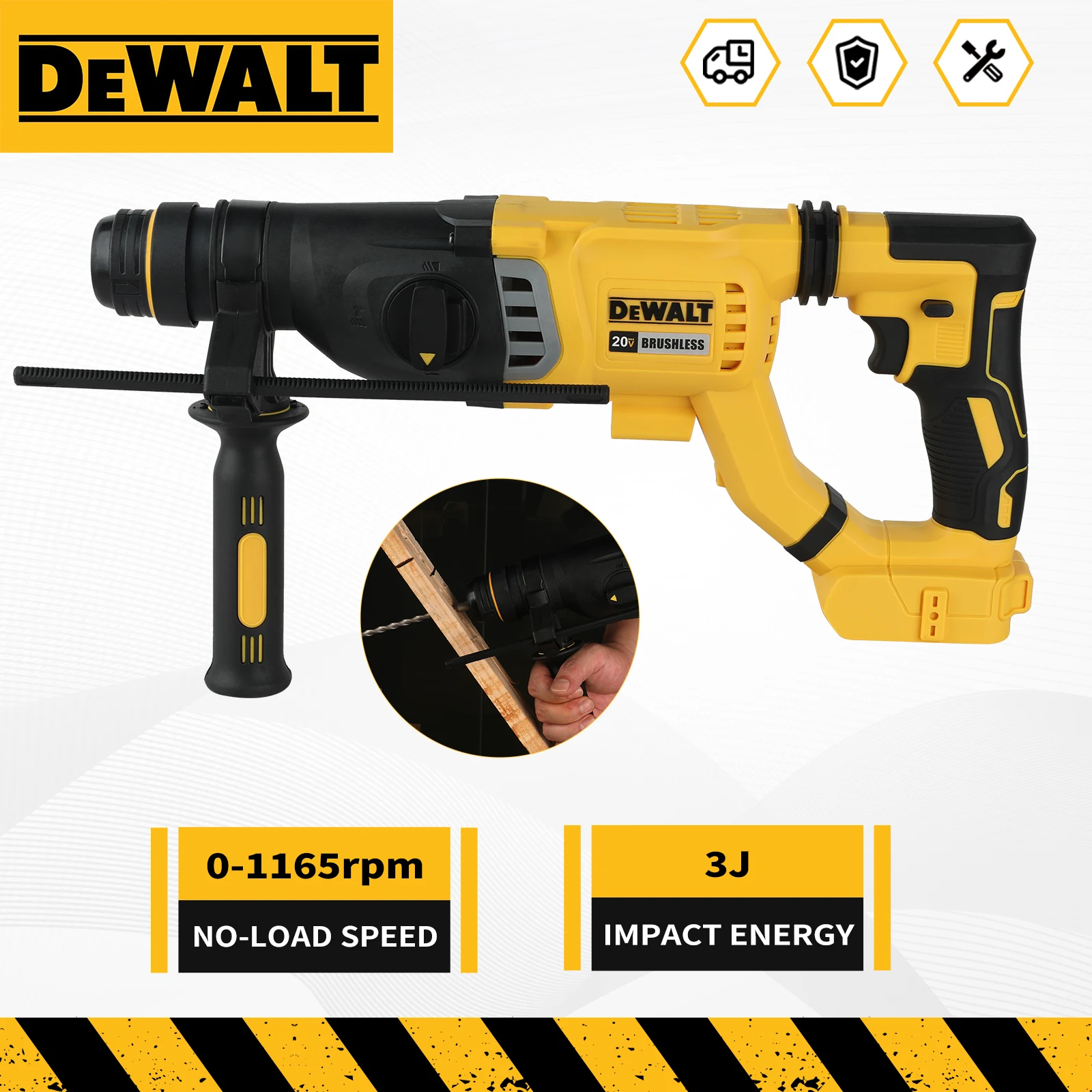 DEWALT DCH263 20V Brushless SDS-Plus Rotary Hammer 3J Impact 1165RPM 4300BPM Concrete Masonry Drilling Chiseling Power tools
