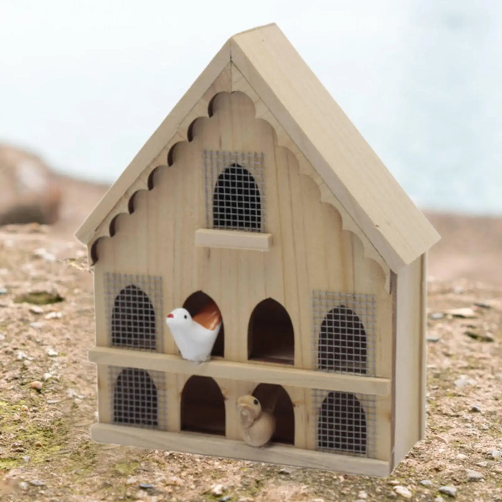 Puppenhaus im Maßstab 1:12, Vogelhaus, Puppenhaus im Freien, Dekoration, Mini-Vogelhaus