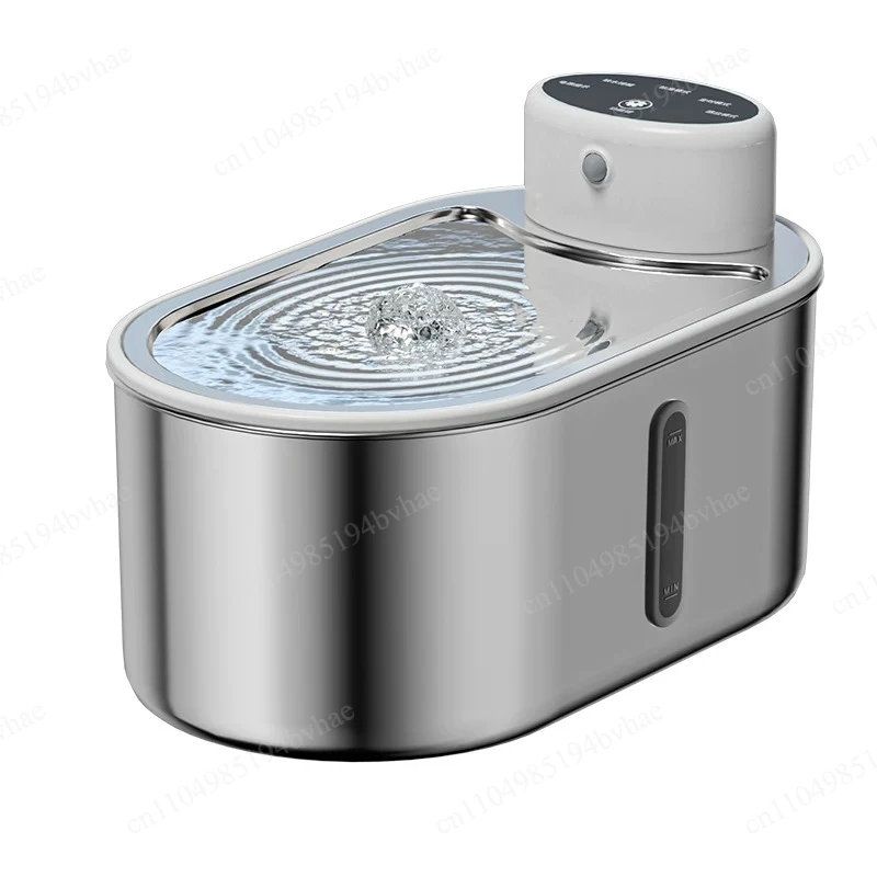 Wireless Stainless Steel,3.0L Rechargeable Battery Operated Pet Water Fountain for Cats Inside with Motion Sensor