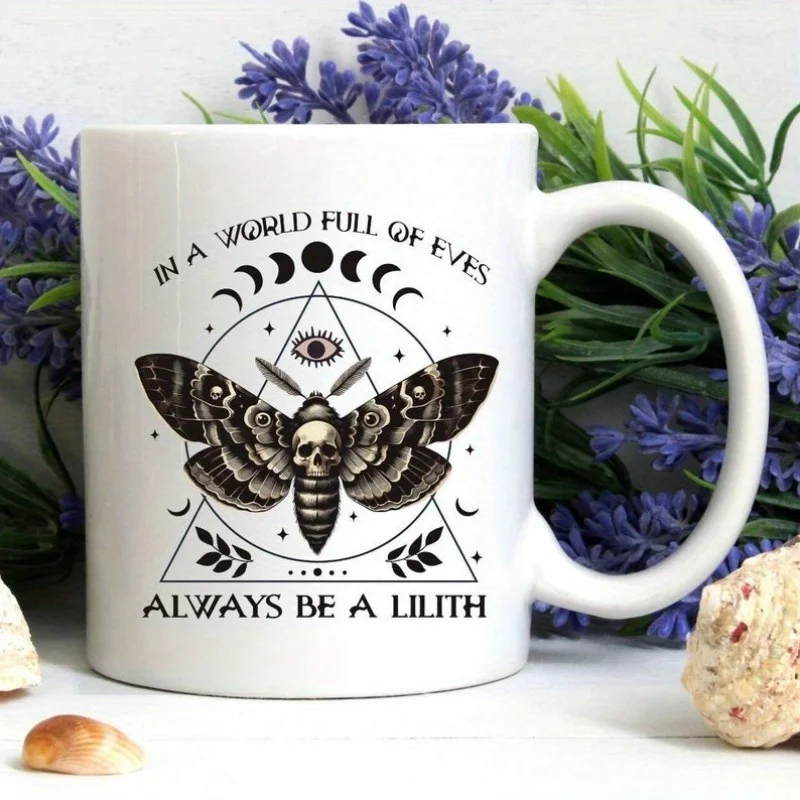 Death Head Moth Lilith Mug | Witchy, Skull, Celestial, Pagan, Femme Fatale, Goddess, Astrology Gift