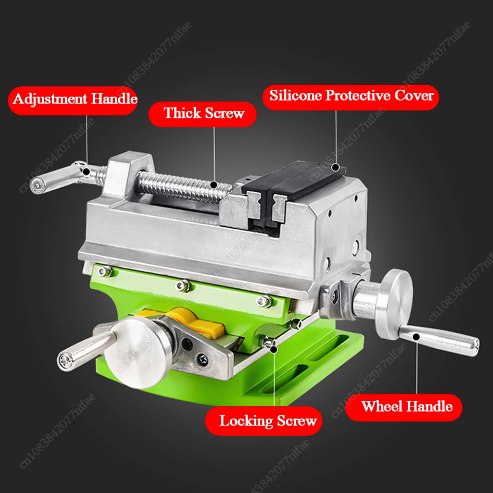 Cross Slide Vise Vice Table Compound Table Worktable Bench Alunimun Alloy Body Adjustable X-Y for Milling Drilling