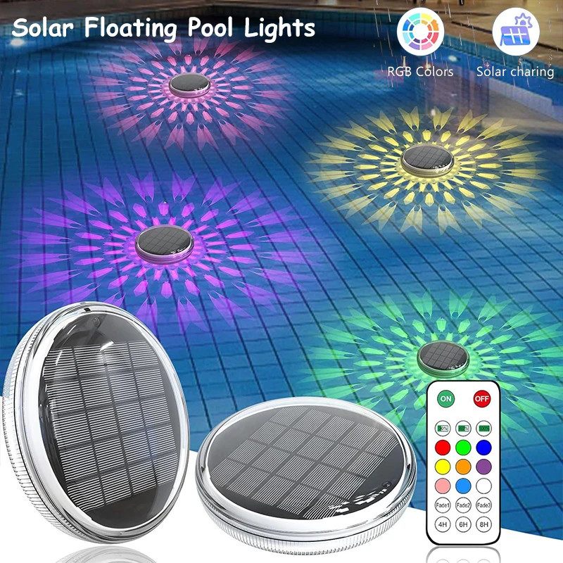 Colorful Floating Pool Lights Remote Control Floating LED Lamp IPX7 Waterproof 3 Timer 9 Lighting for Beach Patio Poolside Decor