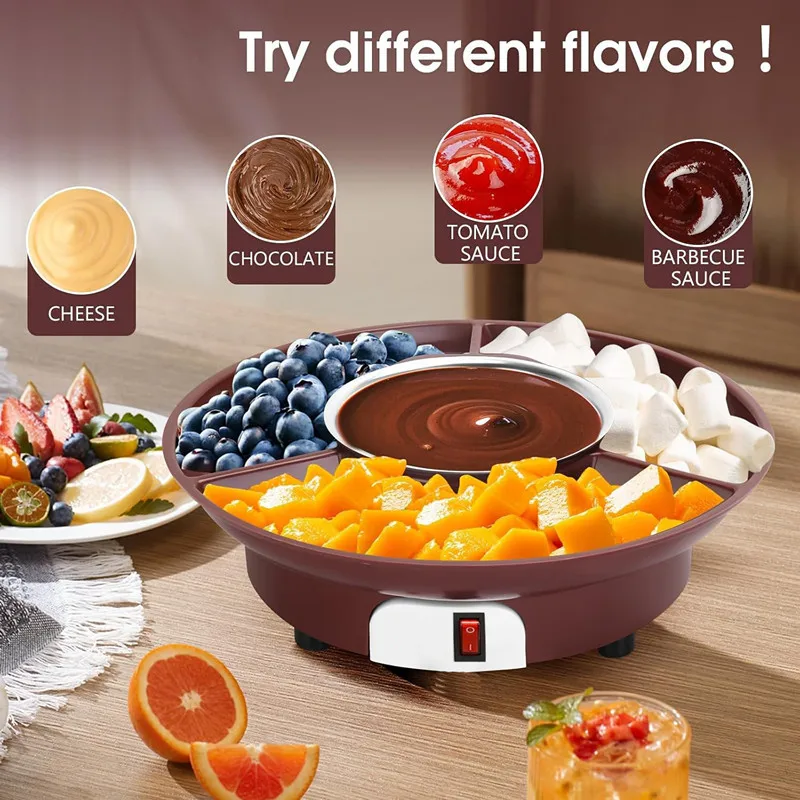 Household Mini Chocolate Fountain Machine Electric Heated Chocolate Fondue Melting Pot DIY Dessert Hot Pot Maker for Home Party