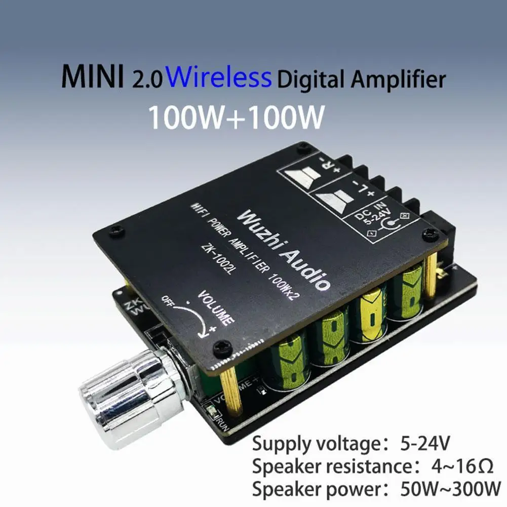 ZK-1002L Mini 2x100W Audio Power Amplifier Board Stereo Bluetooth-compatible Amp