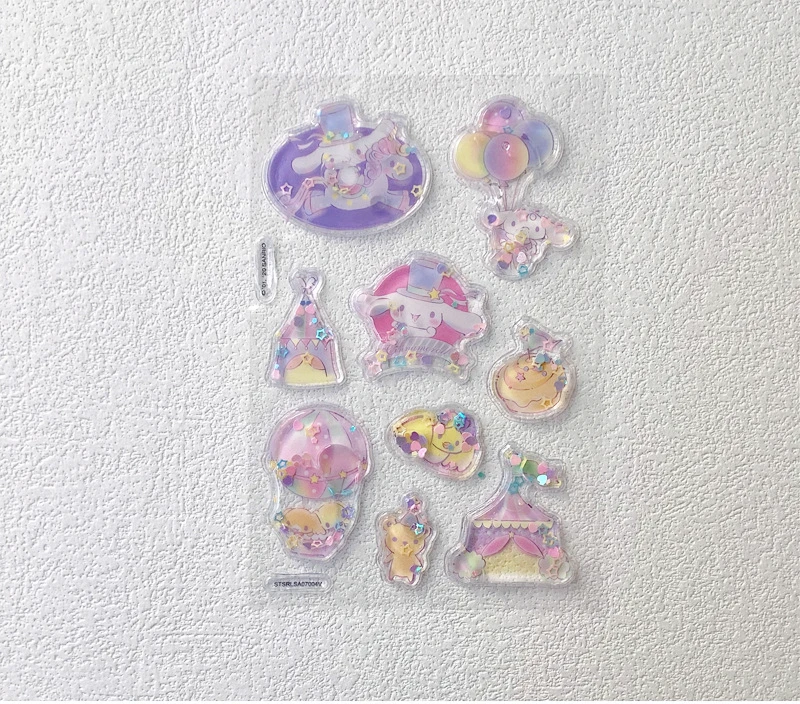 Sanrio Shake Water Stickers Cute Hello Katie Crystal Stickers adesivi decorativi a bolle 3d