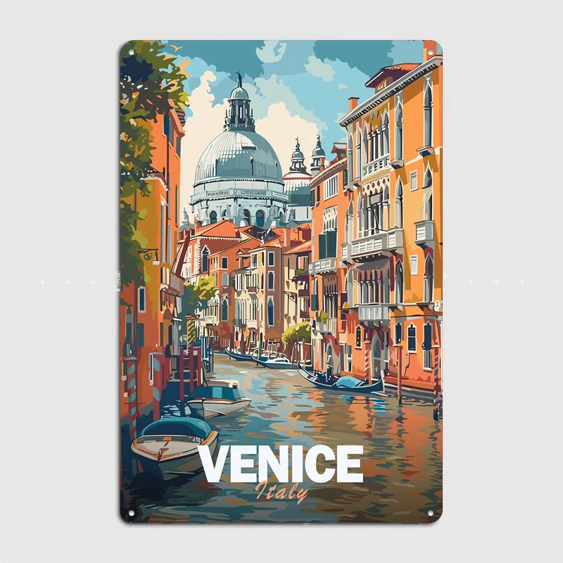 Venice Canal Scene Metal Custom Sign Living Room Wall Indoor Decor Room Decoration Bedroom Posters Home Decor
