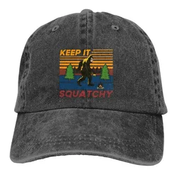 Washed Men's Baseball Cap Keep It Squatchy Funny Trucker Snapback Cowboy Caps Dad Hat Bigfoot Sasquatch Golf Hats