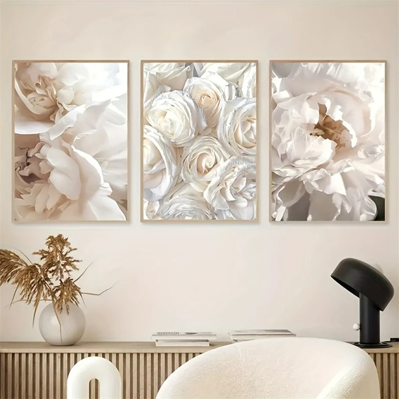 

3pcs Frameless Canvas Wall Art Modern Minimalist Floral Poster for Living Room Bedroom Aesthetics Office Corridor Home Decor