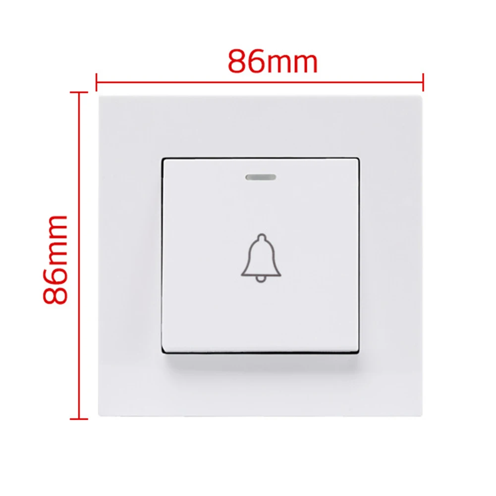 ABS Plastic Panel Home Door Bell Wall Push Button Doorbell Switch White Household 220V Self-reset Button Doorbell Switches