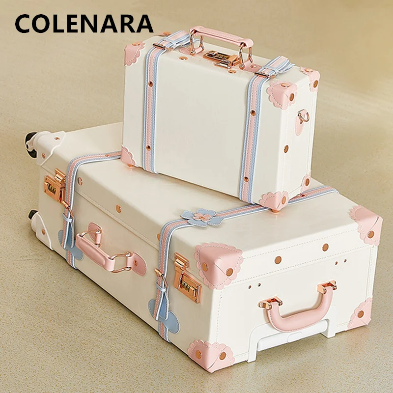 

COLENARA Luggage Travel Set 20 Inches PU Boarding Box 22"24"26"28 Inches Large Capacity Trolley Case Women's Rolling Suitcase