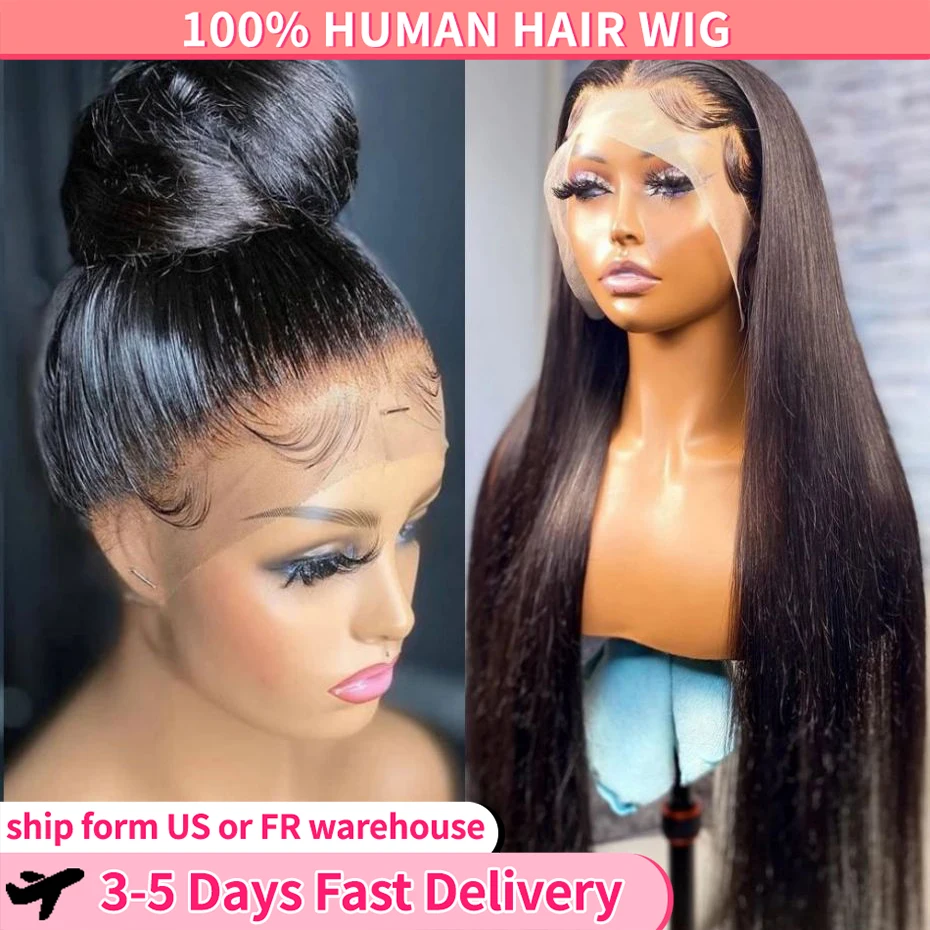 

Straight 360 Full Lace Frontal Wigs Human Hair Pre Plucked 13x4 HD Lace Front Remy Hair Wig Brazilian Lace Closure Wig For Women
