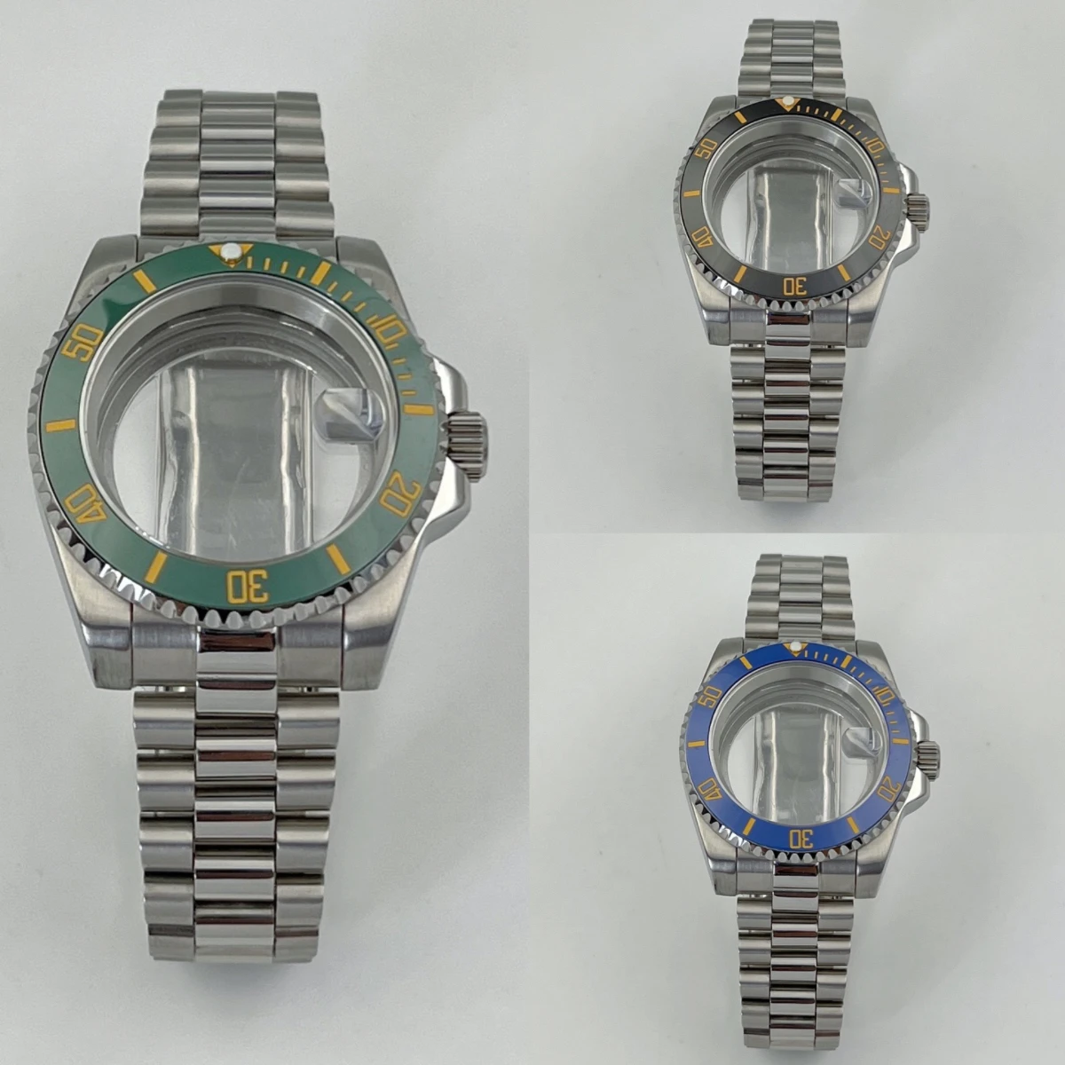 

40mm NH35 case, presidential bracelet, gold letter SUB ceramic ring, suitable for NH34/NH35/NH36 installation