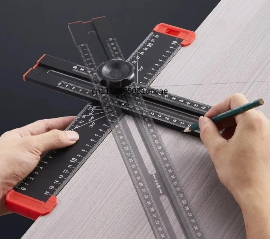 Adjustable Aluminum T Square Ruler Telescopic Woodworking Level Position Measuring Gauge Drilling Tool