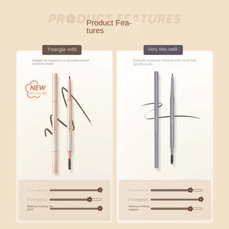 Yy Ultra-Fine Eyebrow Pencil Waterproof Double-Headed Thin Head Rotating Naturally Does Not Take off Color Development