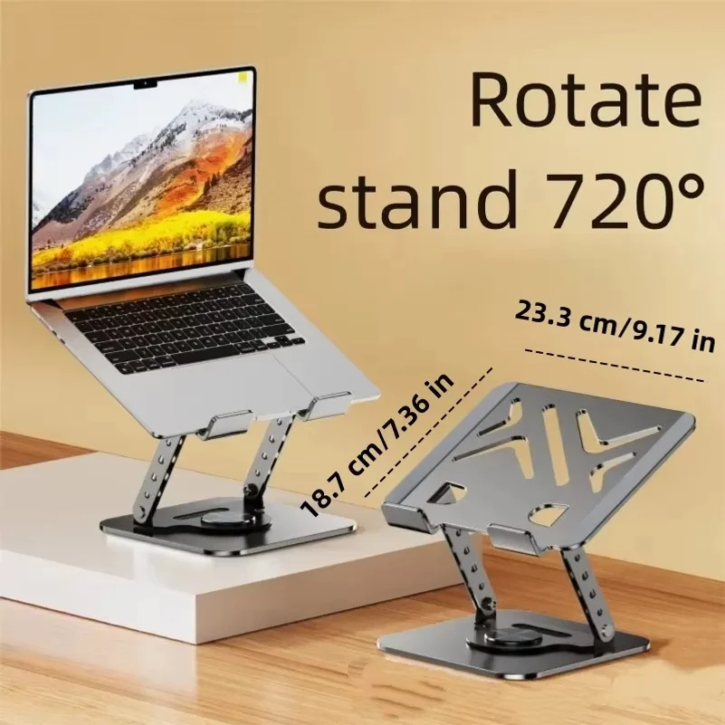 Sturdy 360° Rotation Tablet Stand Adjustable Foldable Notebook Holder Space-saving Durable Desktop Riser for 10-17 Inch Laptops