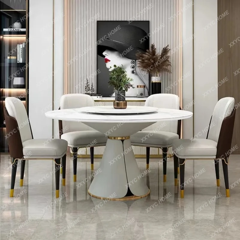 Light luxury modern simple Pandora dining table and chairs eating table medium and small apartment dining table bright rock slab